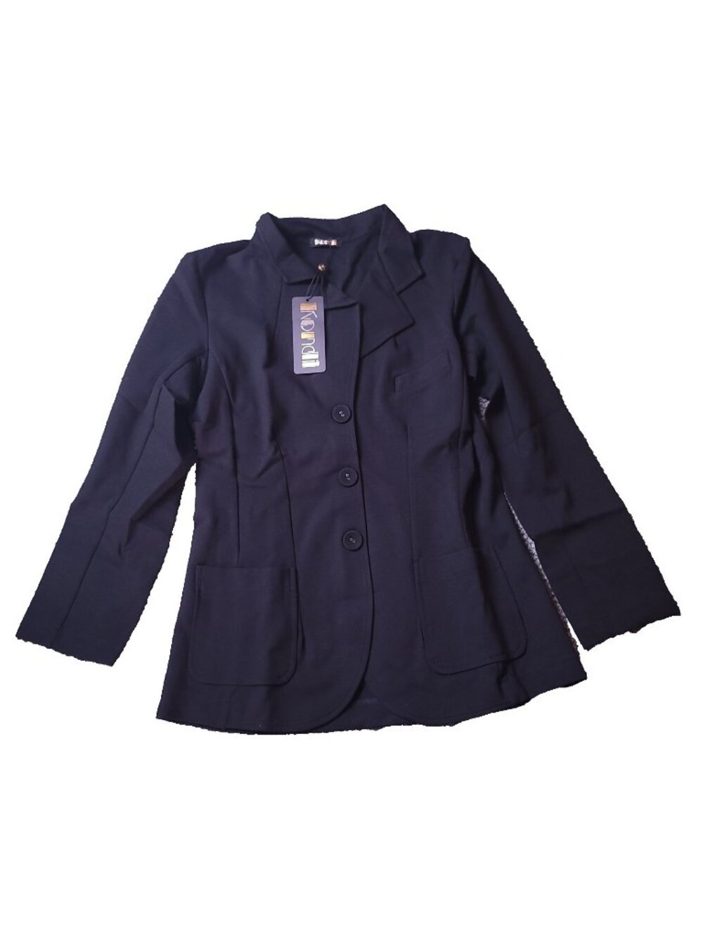 Suzie Kondi Ponte Blazer Womens L Large Black 3 Button Jacket
